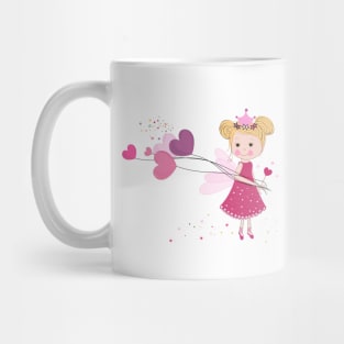 Fairy holding heart balloon. Banner style template design Mug
